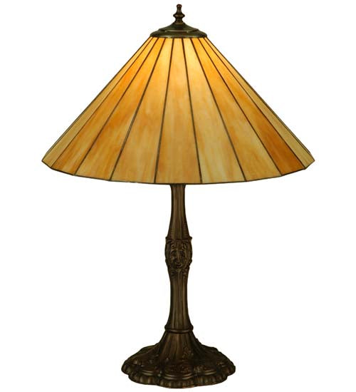 Meyda Lighting Duncan 27" Mahogany Bronze Table Lamp With Beige Shade Glass