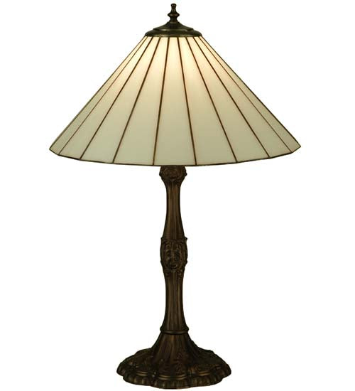 Meyda Lighting Duncan 27" Mahogany Bronze Table Lamp With White Shade Glass