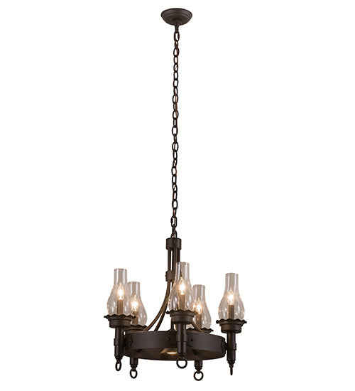 Meyda Lighting Durango 22" 6-Light Oil Rubbed Bronze Chandelier With Clear Shade Glass