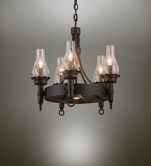 Meyda Lighting Durango 22" 6-Light Oil Rubbed Bronze Chandelier With Clear Shade Glass