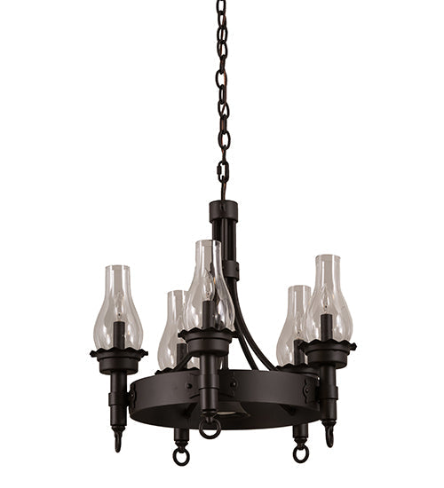 Meyda Lighting Durango 22" 6-Light Oil Rubbed Bronze Chandelier With Clear Shade Glass