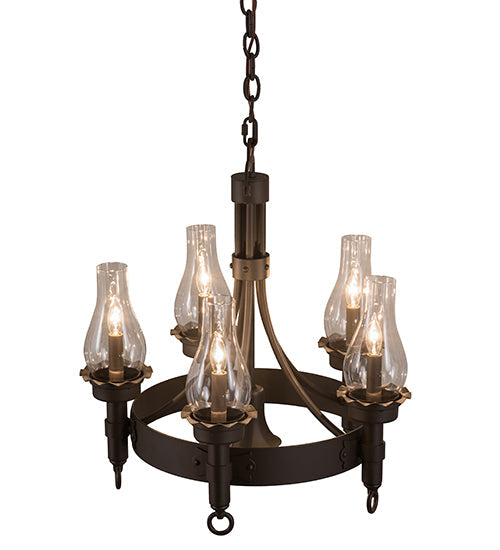 Meyda Lighting Durango 22" 6-Light Oil Rubbed Bronze Chandelier With Clear Shade Glass