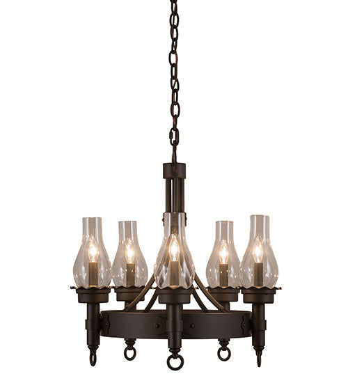 Meyda Lighting Durango 22" 6-Light Oil Rubbed Bronze Chandelier With Clear Shade Glass