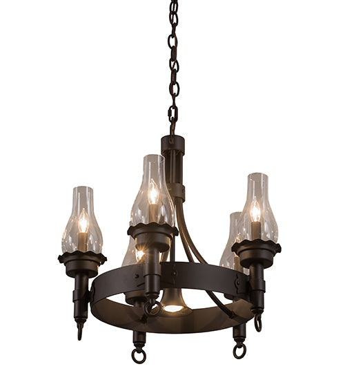 Meyda Lighting Durango 22" 6-Light Oil Rubbed Bronze Chandelier With Clear Shade Glass