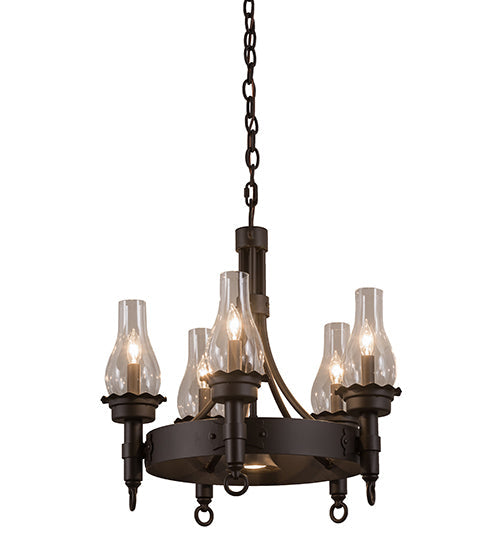 Meyda Lighting Durango 22" 6-Light Oil Rubbed Bronze Chandelier With Clear Shade Glass