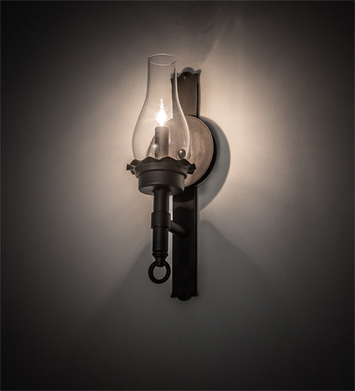 Meyda Lighting Durango 5" Wrought Iron Wall Sconce With Clear Shade Glass