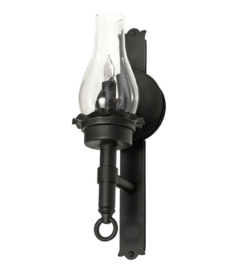 Meyda Lighting Durango 5" Wrought Iron Wall Sconce With Clear Shade Glass