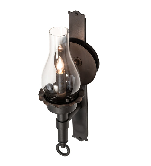 Meyda Lighting Durango 5" Wrought Iron Wall Sconce With Clear Shade Glass