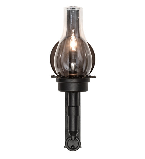 Meyda Lighting Durango 5" Wrought Iron Wall Sconce With Clear Shade Glass