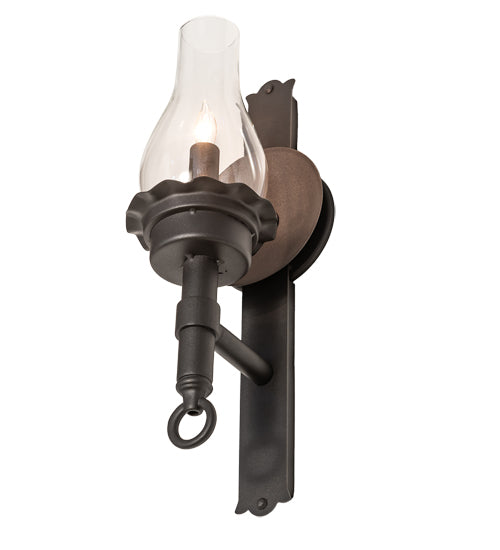 Meyda Lighting Durango 5" Wrought Iron Wall Sconce With Clear Shade Glass