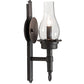 Meyda Lighting Durango 5" Wrought Iron Wall Sconce With Clear Shade Glass