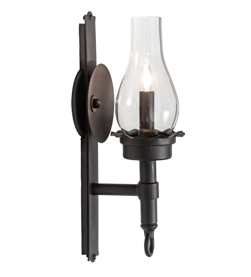 Meyda Lighting Durango 5" Wrought Iron Wall Sconce With Clear Shade Glass