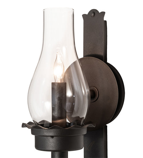 Meyda Lighting Durango 5" Wrought Iron Wall Sconce With Clear Shade Glass