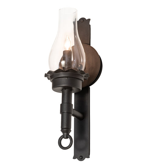 Meyda Lighting Durango 5" Wrought Iron Wall Sconce With Clear Shade Glass