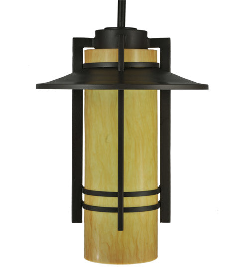 Meyda Lighting Durrant 16" LED Timeless Bronze Pendant Light With Tawnyrock Idalight Shade Glass