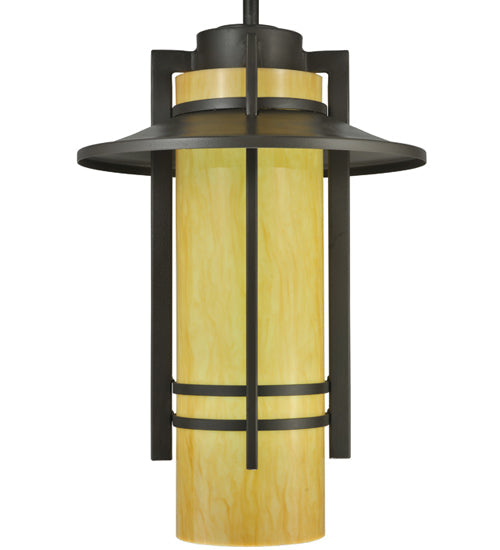 Meyda Lighting Durrant 16" LED Timeless Bronze Pendant Light With Tawnyrock Idalight Shade Glass