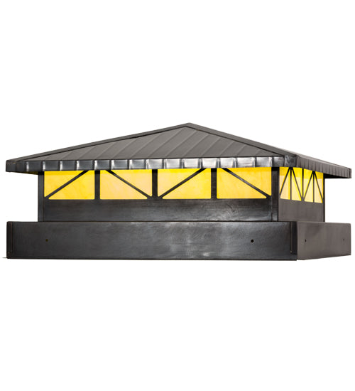 Meyda Lighting Durrant 34" LED Craftsman Brown Outdoor Pier Mount Light With Tawnyrock Idalight Shade