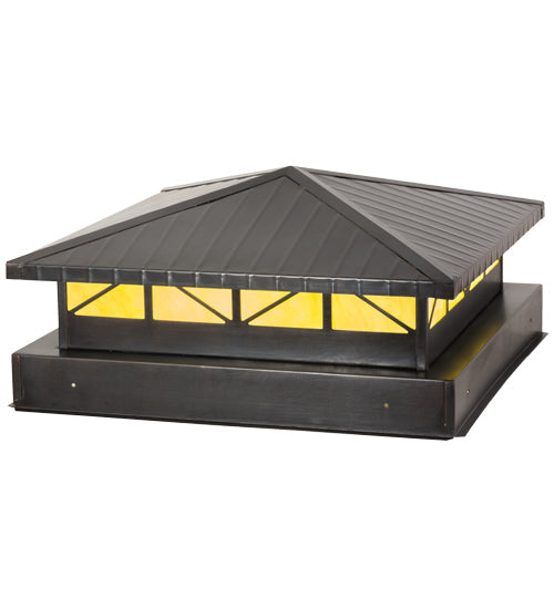 Meyda Lighting Durrant 34" LED Craftsman Brown Outdoor Pier Mount Light With Tawnyrock Idalight Shade