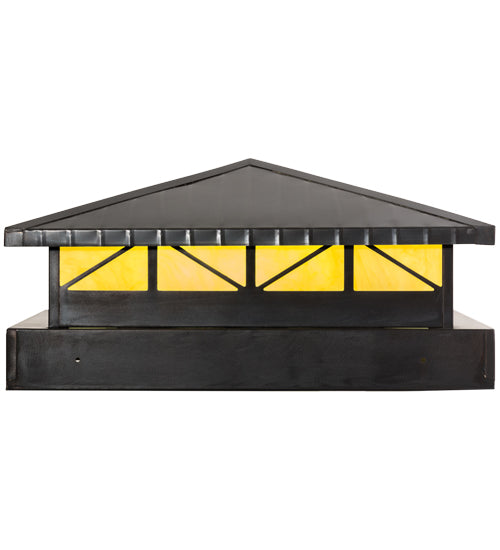 Meyda Lighting Durrant 34" LED Craftsman Brown Outdoor Pier Mount Light With Tawnyrock Idalight Shade