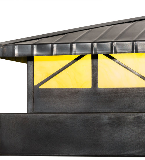 Meyda Lighting Durrant 34" LED Craftsman Brown Outdoor Pier Mount Light With Tawnyrock Idalight Shade