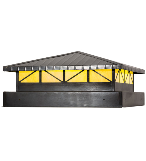 Meyda Lighting Durrant 34" LED Craftsman Brown Outdoor Pier Mount Light With Tawnyrock Idalight Shade