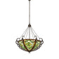 Meyda Lighting Dutchman's Pipe 36" 5-Light Cinnamon Coffee Metallic Inverted Pendant Light With Multi-Colored Stained Shade Glass