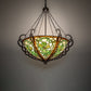 Meyda Lighting Dutchman's Pipe 36" 5-Light Cinnamon Coffee Metallic Inverted Pendant Light With Multi-Colored Stained Shade Glass