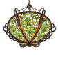 Meyda Lighting Dutchman's Pipe 36" 5-Light Cinnamon Coffee Metallic Inverted Pendant Light With Multi-Colored Stained Shade Glass