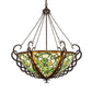Meyda Lighting Dutchman's Pipe 36" 5-Light Cinnamon Coffee Metallic Inverted Pendant Light With Multi-Colored Stained Shade Glass
