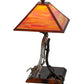 Meyda Lighting Eagle Claw 25" Antique Copper Kickstand Table Lamp With Sunset Orange Shade Glass