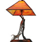 Meyda Lighting Eagle Claw 25" Antique Copper Kickstand Table Lamp With Sunset Orange Shade Glass