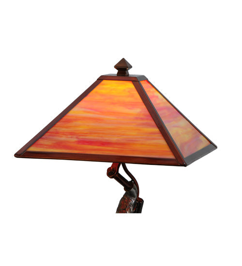 Meyda Lighting Eagle Claw 25" Antique Copper Kickstand Table Lamp With Sunset Orange Shade Glass