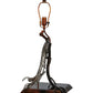 Meyda Lighting Eagle Claw 25" Antique Copper Kickstand Table Lamp With Sunset Orange Shade Glass