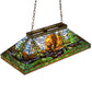 Meyda Lighting Eagle at Sunset 39" 3-Light Mahogany Bronze Island Pendant Light With Multi-Colored Shade Glass