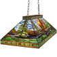 Meyda Lighting Eagle at Sunset 39" 3-Light Mahogany Bronze Island Pendant Light With Multi-Colored Shade Glass