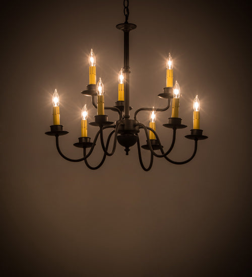 Meyda Lighting Ean 22" 9-Light Blackwash Chandelier With Ivory Faux Candlelight