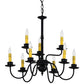 Meyda Lighting Ean 22" 9-Light Blackwash Chandelier With Ivory Faux Candlelight