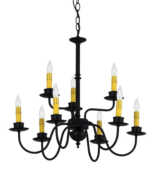 Meyda Lighting Ean 22" 9-Light Blackwash Chandelier With Ivory Faux Candlelight