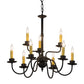 Meyda Lighting Ean 22" 9-Light Blackwash Chandelier With Ivory Faux Candlelight