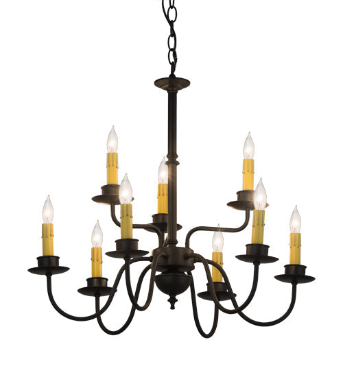Meyda Lighting Ean 22" 9-Light Blackwash Chandelier With Ivory Faux Candlelight