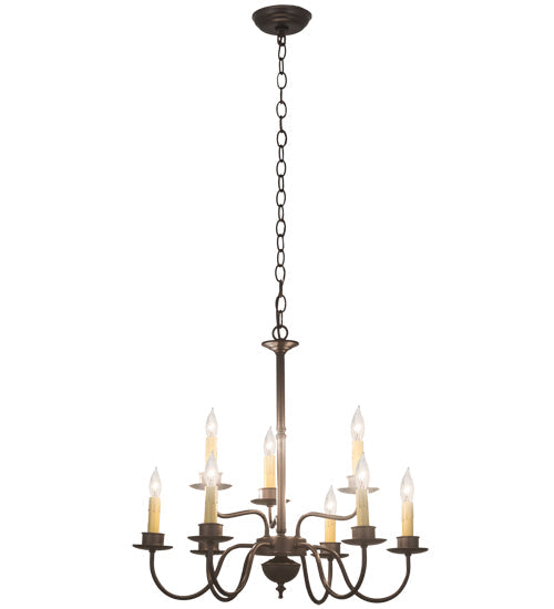 Meyda Lighting Ean 24" 9-Light 2-Tier Mahogany Bronze Chandelier With Ivory Faux Candlelight