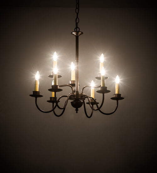 Meyda Lighting Ean 24" 9-Light 2-Tier Mahogany Bronze Chandelier With Ivory Faux Candlelight