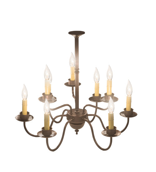 Meyda Lighting Ean 24" 9-Light 2-Tier Mahogany Bronze Chandelier With Ivory Faux Candlelight