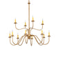 Meyda Lighting Ean 42" 12-Light 2-Tier Gold Metallic Chandelier With Ivory Faux Candlelight