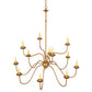 Meyda Lighting Ean 42" 12-Light 2-Tier Gold Metallic Chandelier With Ivory Faux Candlelight