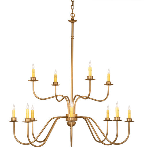 Meyda Lighting Ean 42" 12-Light 2-Tier Gold Metallic Chandelier With Ivory Faux Candlelight