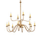 Meyda Lighting Ean 42" 12-Light 2-Tier Gold Metallic Chandelier With Ivory Faux Candlelight
