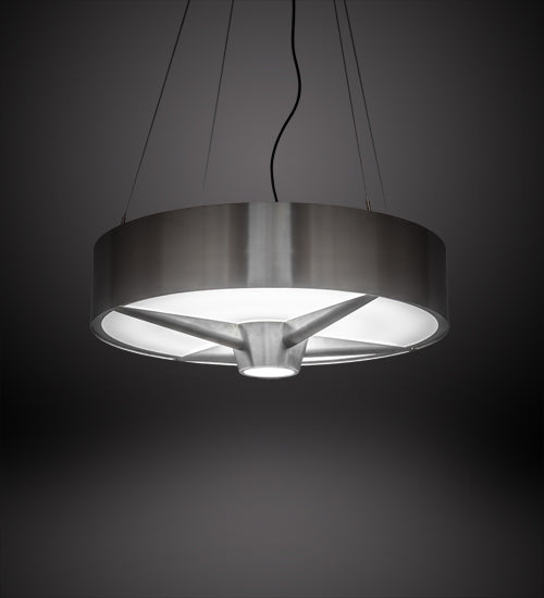 Meyda Lighting Earheart 36" LED Brushed Stainless Steel Pendant Light With White Statuario Idalight Shade