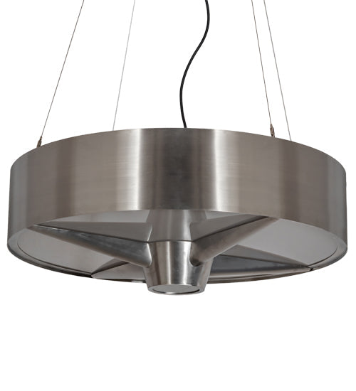 Meyda Lighting Earheart 36" LED Brushed Stainless Steel Pendant Light With White Statuario Idalight Shade