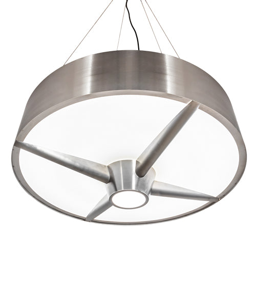 Meyda Lighting Earheart 36" LED Brushed Stainless Steel Pendant Light With White Statuario Idalight Shade